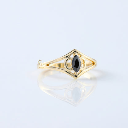 Black Marquise Cut Moissanite Diamond Engagement Ring