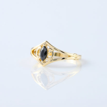 Black Marquise Cut Moissanite Diamond Engagement Ring
