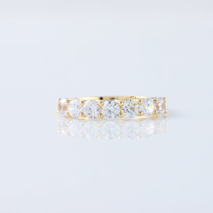 Seven Stone Round Cut Moissanite Diamond Eternity Wedding Band