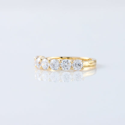 Seven Stone Round Cut Moissanite Diamond Eternity Wedding Band