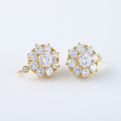 Vintage Art Deco Floral Drop Old European Round Cut Earrings