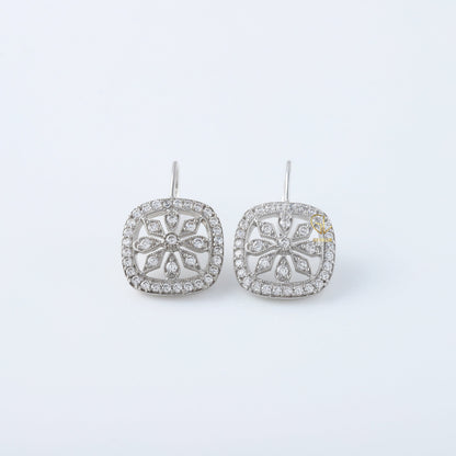 Art Deco Floral Moissanite Diamond Lever Back Earrings