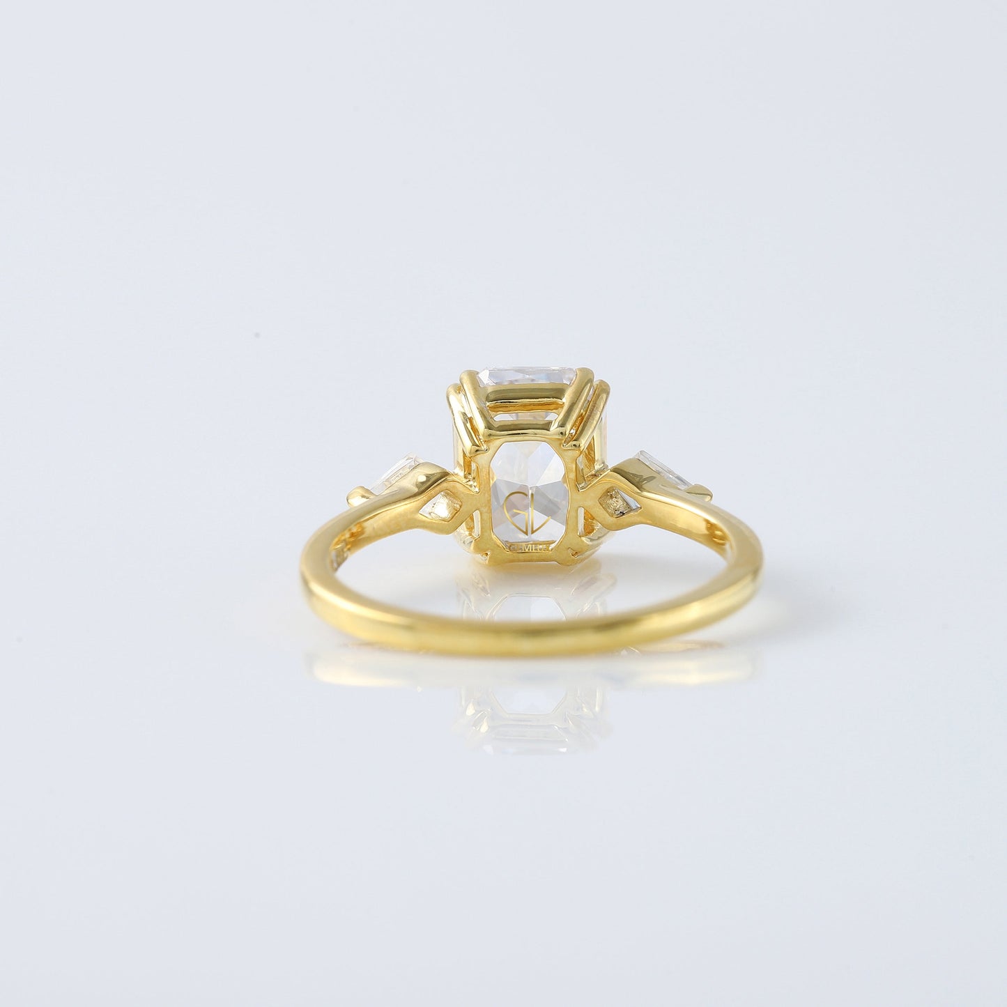 Three Stone Radiant Cut Moissanite Diamond Engagement Ring