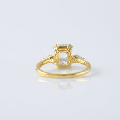 Three Stone Radiant Cut Moissanite Diamond Engagement Ring