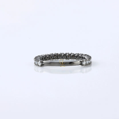Round Moissanite Diamond Minimalist Eternity Wedding Band