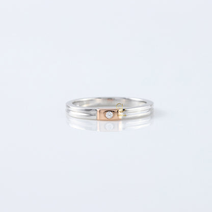 Round Moissanite Two Tone Solitaire Diamond Band 