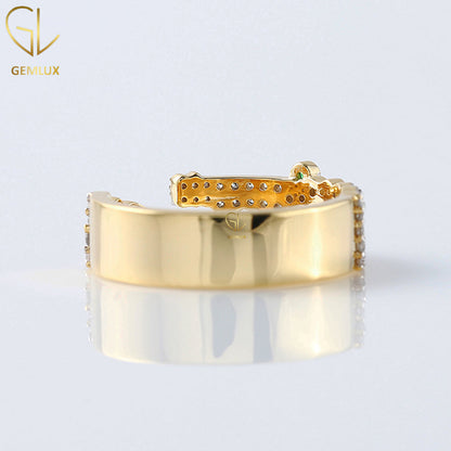 Green Eye Crocodile Rings, Adjustable Alligator Open Ring, 14K Solid Gold Moissanite Ring