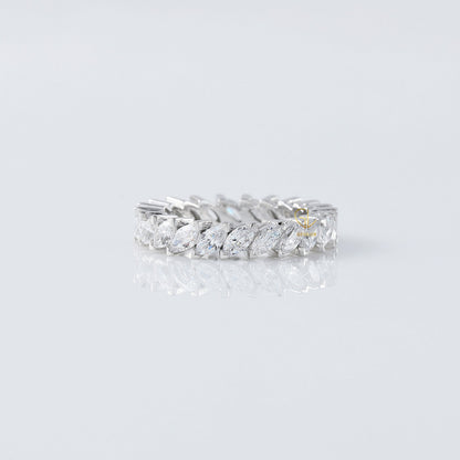 Expandable Slanted Marquise Cut Moissanite Eternity Wedding Band