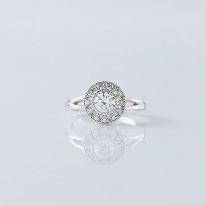 Split Shank Art Deco Round Moissanite Engagement Ring