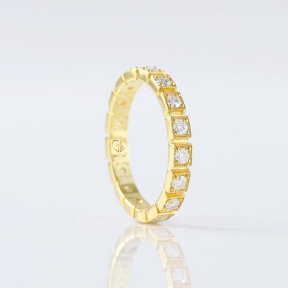 Art Deco Round Cut Moissanite Eternity Wedding Band