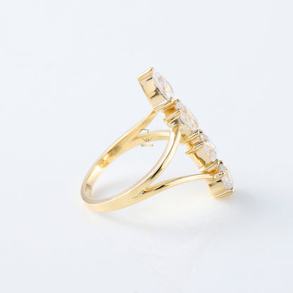 Swirl Bypass Fancy Cut Moissanite Engagement Ring