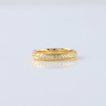 Retro Vintage 14k Solid Gold Plain Gold Filigree Wedding Band 
