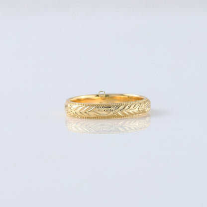 Retro Vintage 14k Solid Gold Plain Gold Filigree Wedding Band 