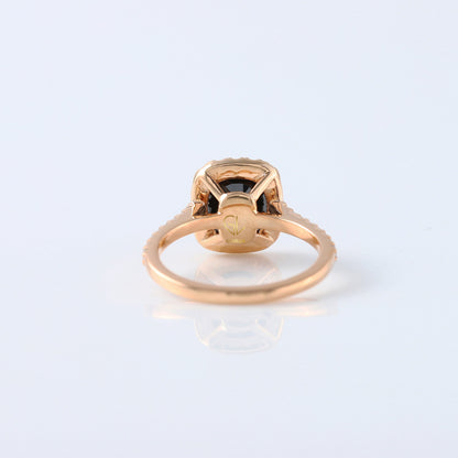 Elongated Cushion Black Moissanite Engagement Ring
