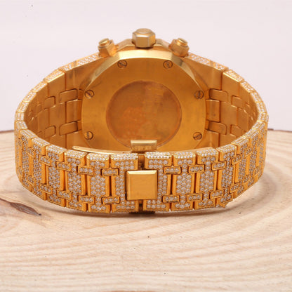 Fully Iced Out Chronograph Automatic Movement Moissanite Watch